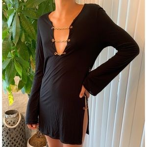ESKINI lounge black top tunic gold hardware Medium